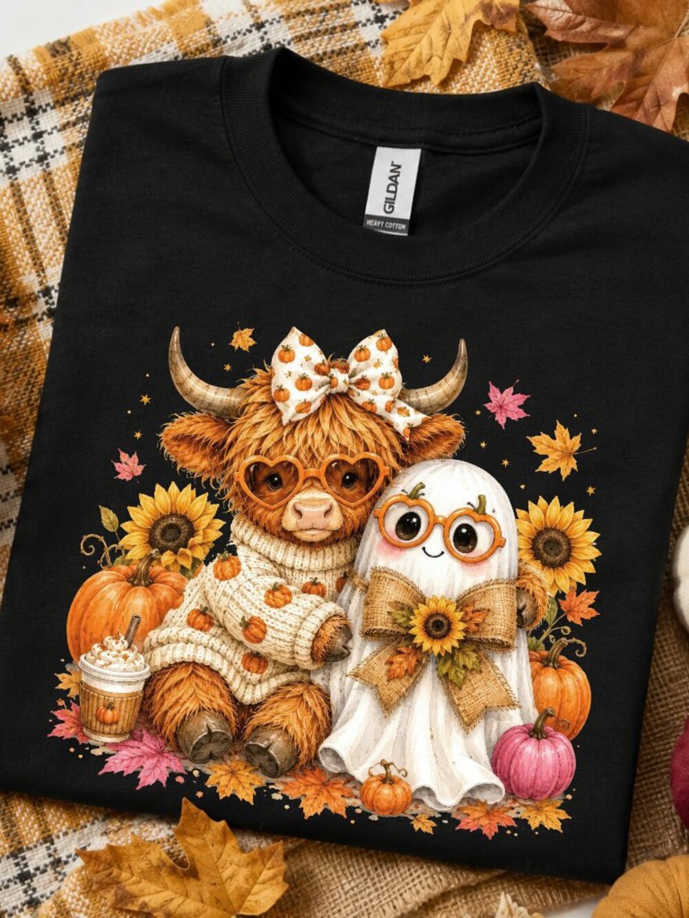 Fall Highland Cow & Ghostie T-Shirt